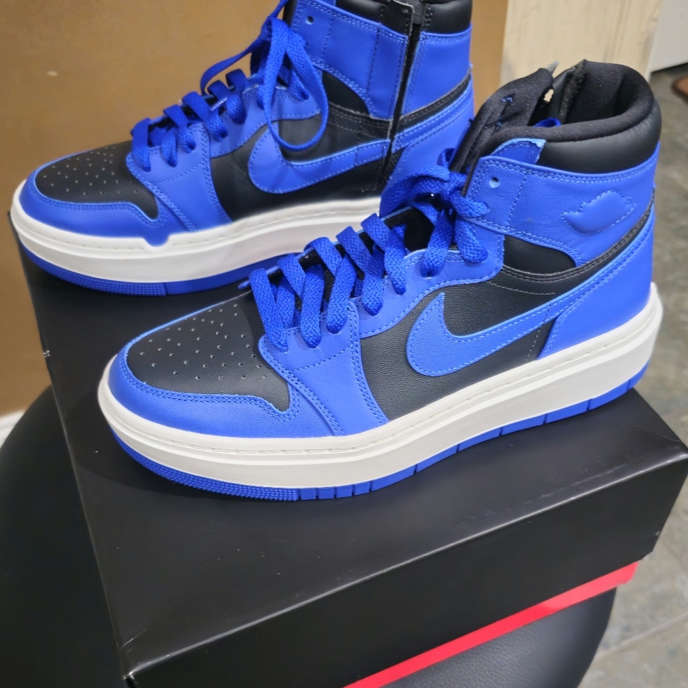 Blue and Black High-Top Sneaker Wedge By Nike Jordan - Picture 2 of 7